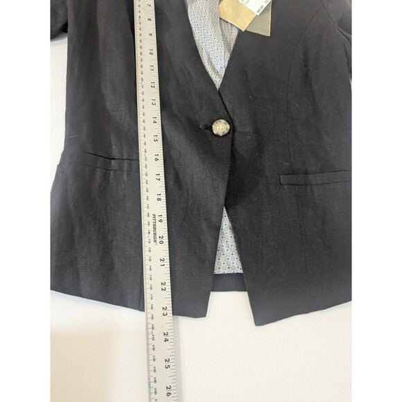 Gibson Size S Womens Black Scrunched Sleeve One Button LINEN blazer - Picture 4 of 7